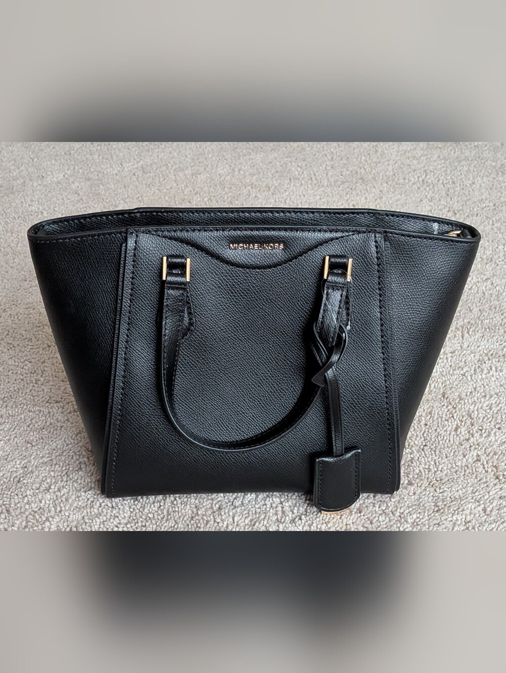 Michael Kors Taryn Black Leather Satchel. New With Tag